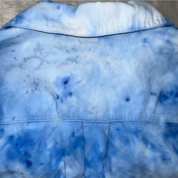 TEXAS STORMS Tie dye half button up shirt pockets upcycled by Impulsive Designs - Picture 9 of 14